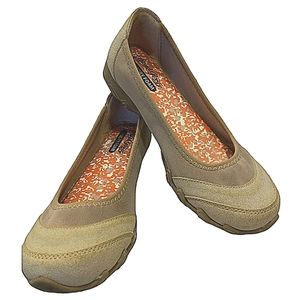 Suede Ballet Flat Tan Comfy Work Shoes Travel Ballerina Autumn